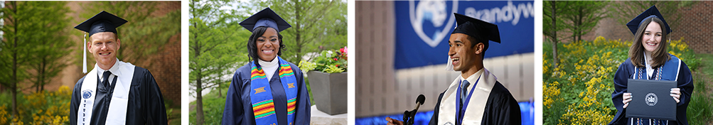 Students in their cap and gowns at graduation