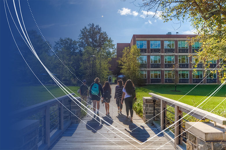 Students walking toward the Main Building