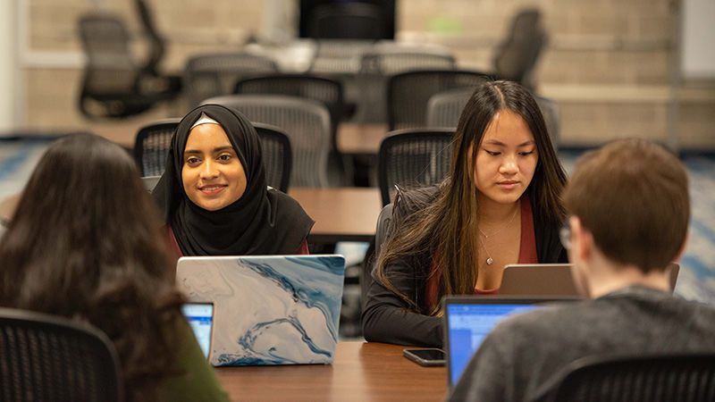Penn State Brandywine students in Vairo Library studying