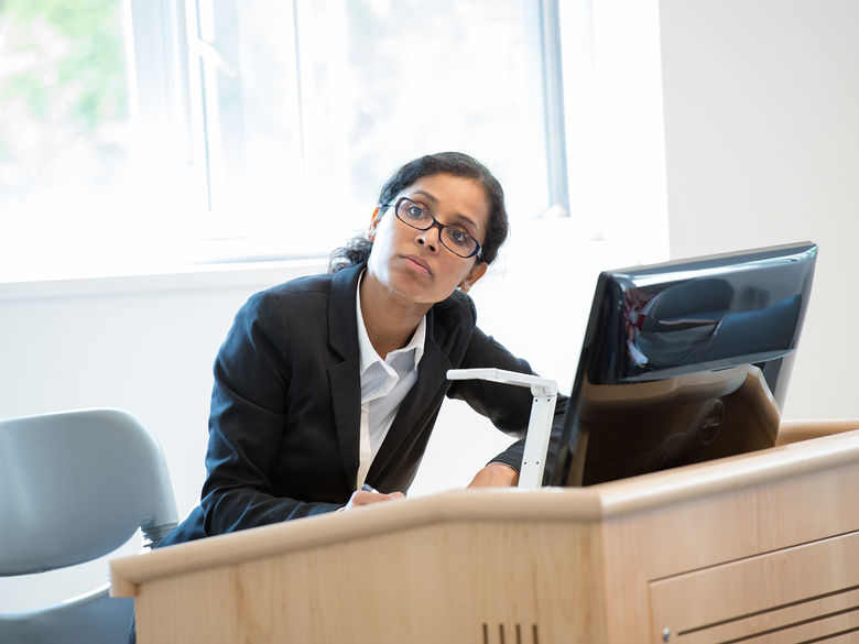 female adult student at computer