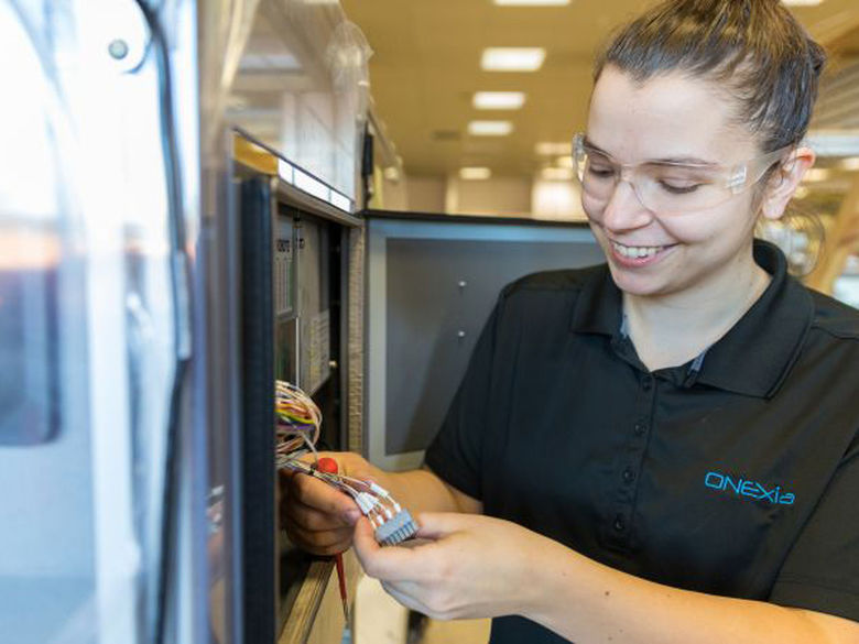 Female student working on an engineering project