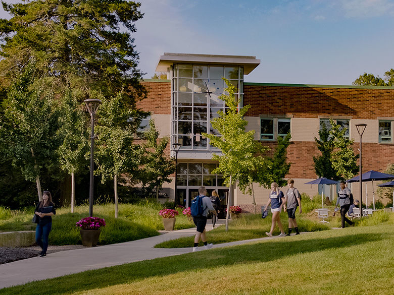 Penn State Brandywine Tomezsko Building with students walking outside