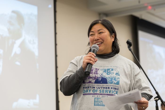 Vippy Yee speaks at Penn State Brandywine's MLK Day. 