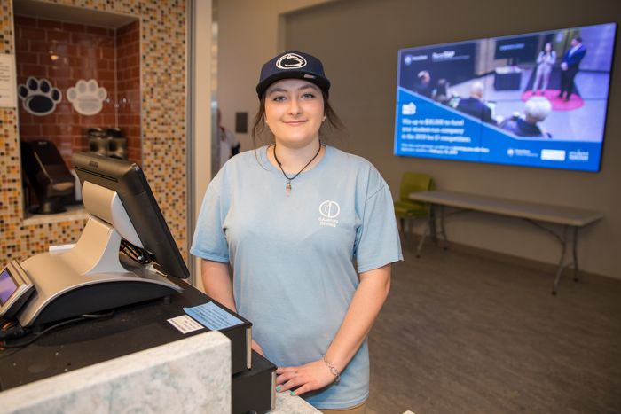 Brianna Benditt works in Penn State Brandywine's Blue Apple Café.