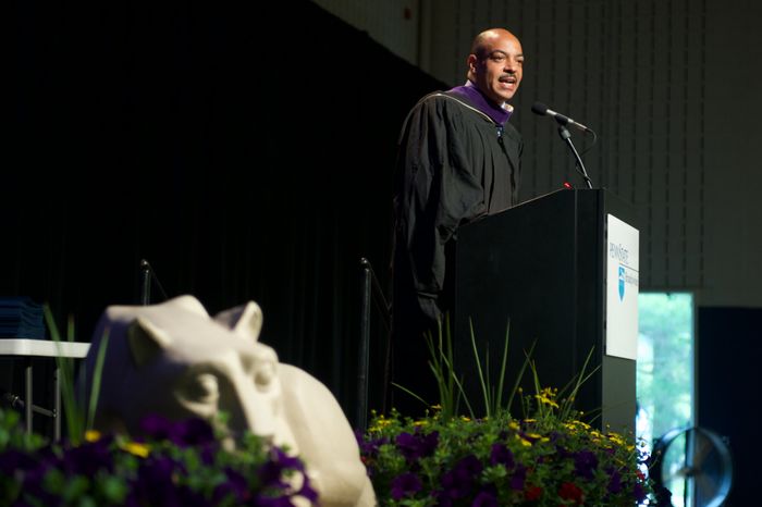 Philadelphia’s District Attorney R. Seth Williams addresses graduates at Penn State Brandywine. 