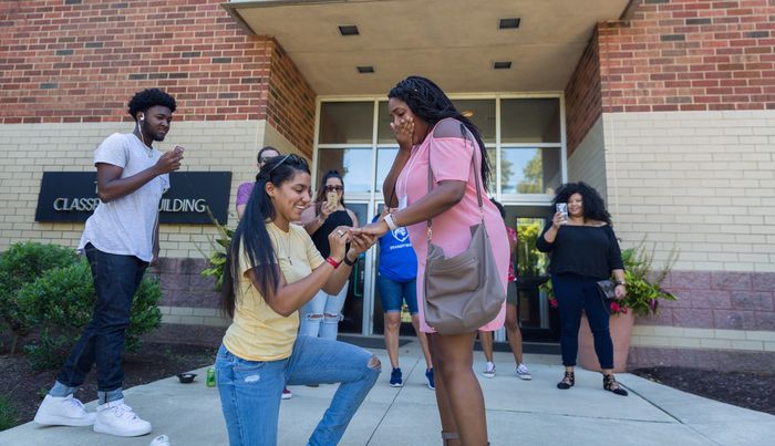 Matos places a ring on Aggie's hand 