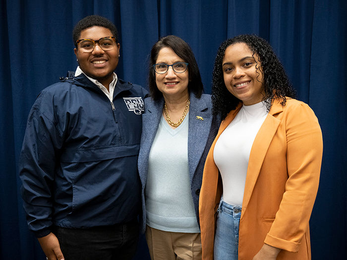 Students with President Bedapudi