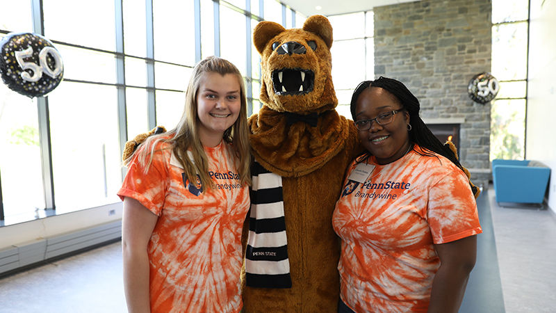 Student Volunteers with Nittany Lion at the50th Anniversary Gala