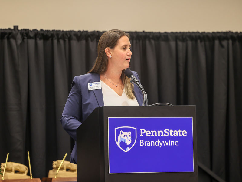 woman at podium