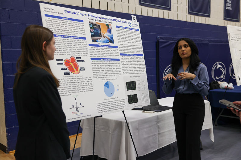 students presenting work