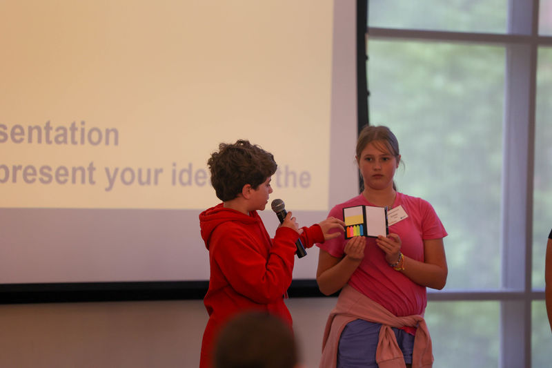 students presenting work