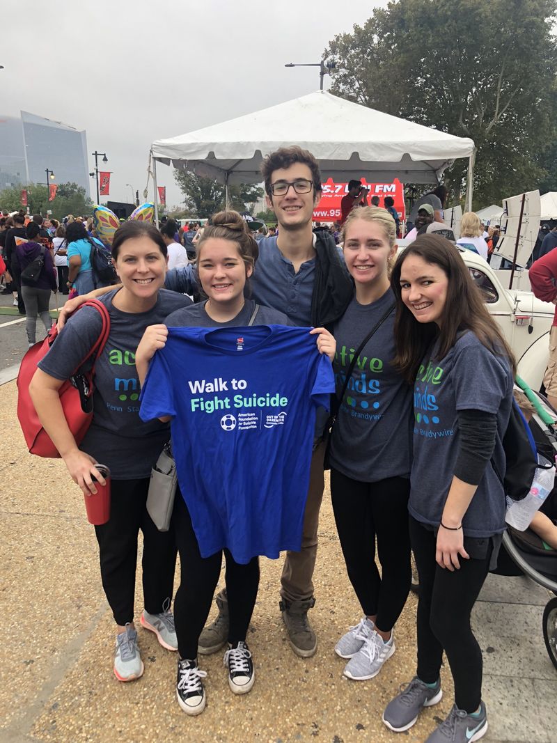 Members of Brandywine's Active Minds Club at the Out of the Darkness Community Walk in Philadelphia.