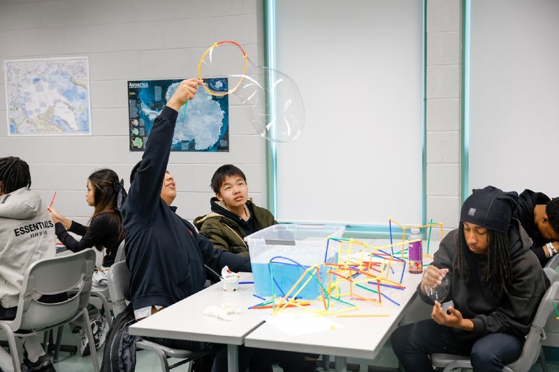students with bubbles