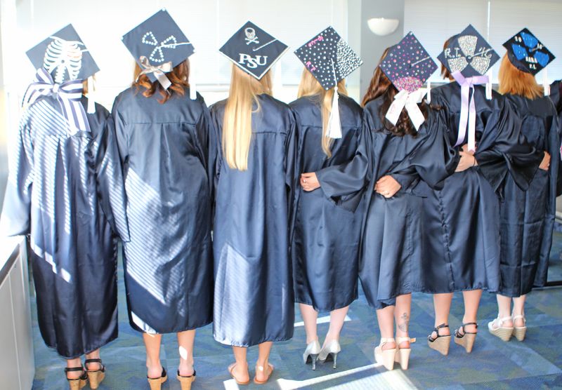 Radiological Sciences students with decorated mortar boards