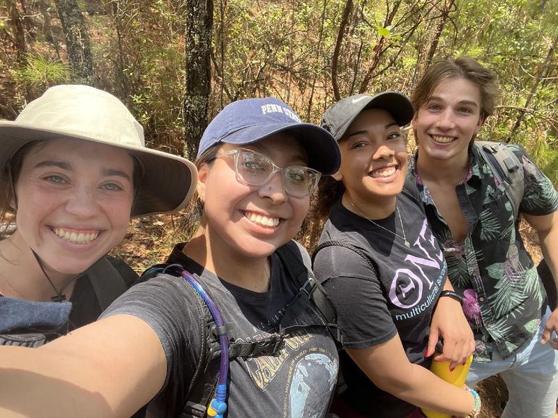 students hiking