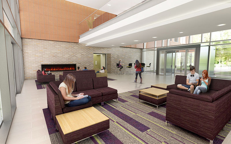 rendering of the lobby in Orchard Hall