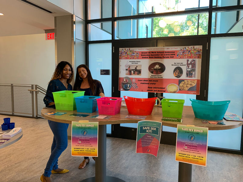 Students attending a wellness event on campus.