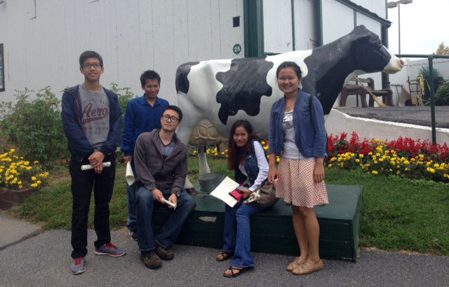 students with cow