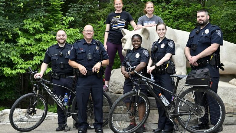 Penn State police officers at the Lion Shrine