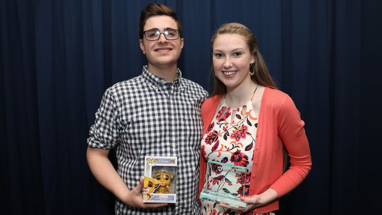Penn State Brandywine students accept awards. 