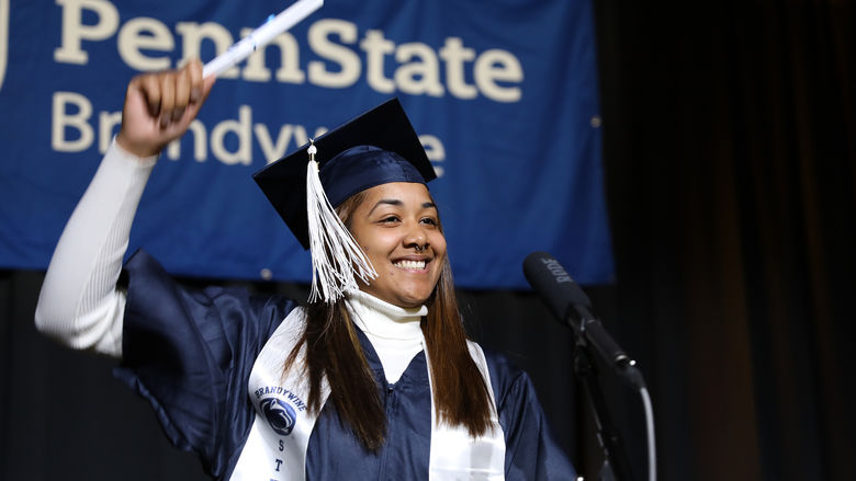 Danielle Chattin at Penn State Brandywine's commencement.  