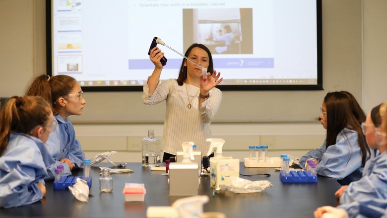 Seventh-grade girls learning STEM at Penn State Brandywine