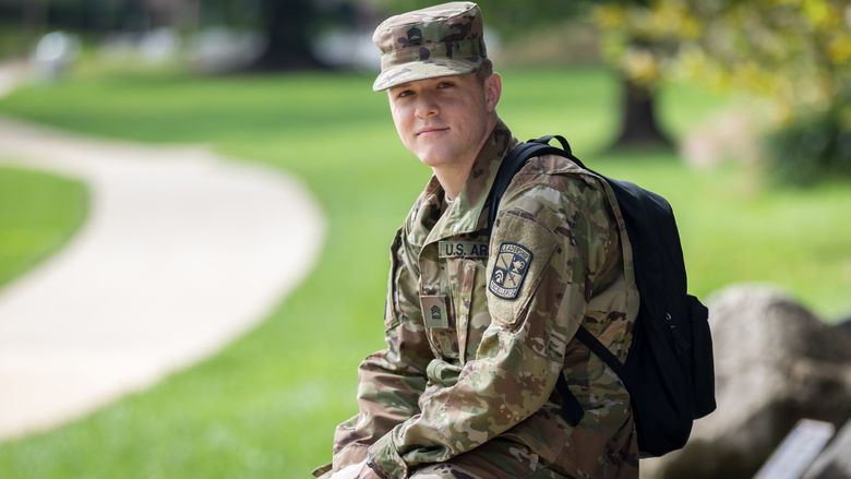 Michael Green wearing his ROTC uniform at Penn State Brandywine