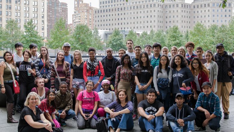 Group photo of students who went to New York 
