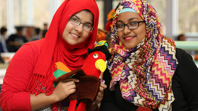 Students with turkey
