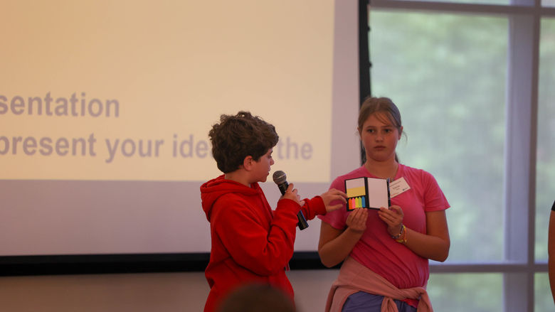 students presenting work