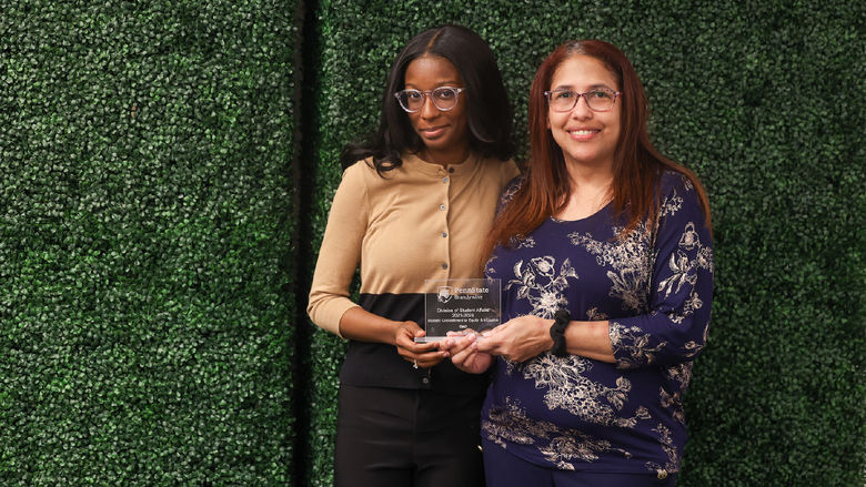 student accepting award