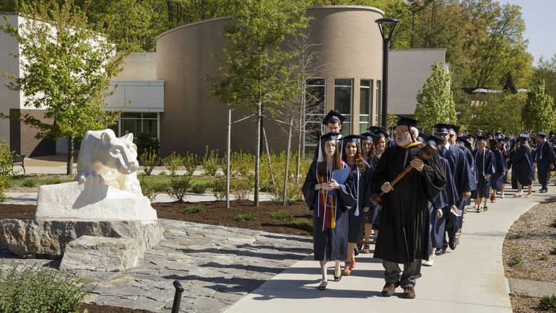 Berks Spring 2013 graduates processing to commencement on campus