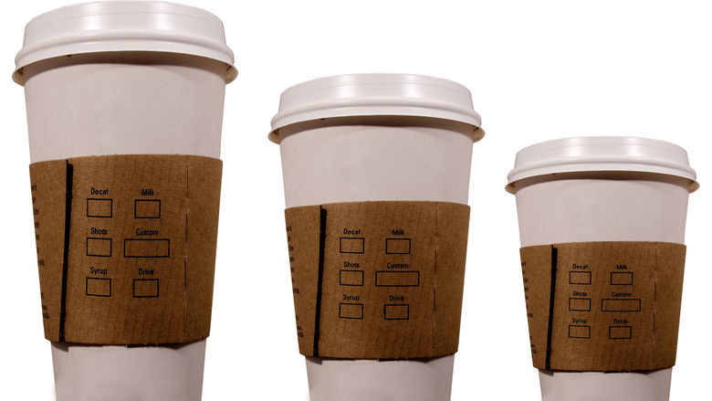 Coffee cups in three sizes: small, medium and large