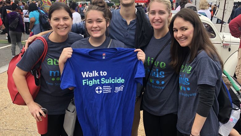 Members of Brandywine's Active Minds Club at the Out of the Darkness Community Walk in Philadelphia.