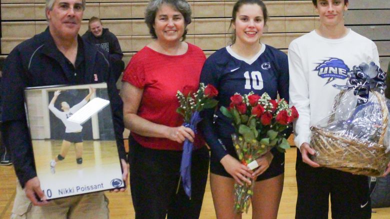 Nikki Poissant’s with her family at Penn State Brandywine senior night. 