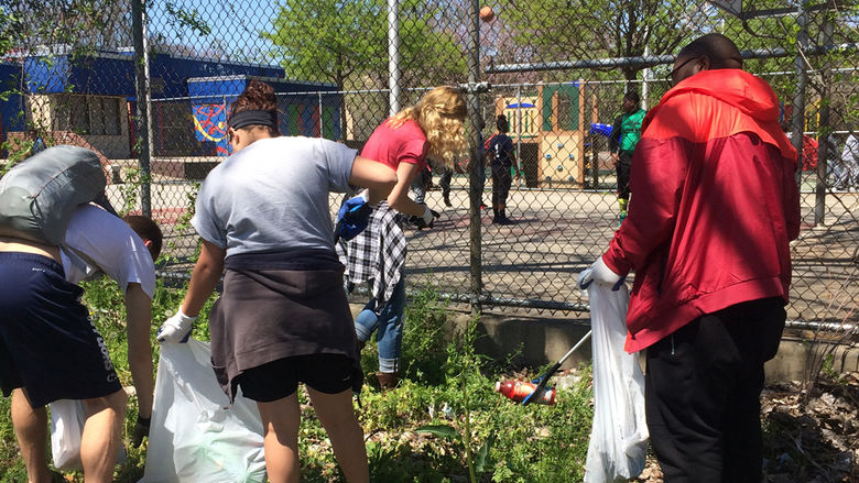 Penn State students doing service 