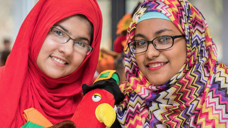 Two women celebrating Thanksgiving