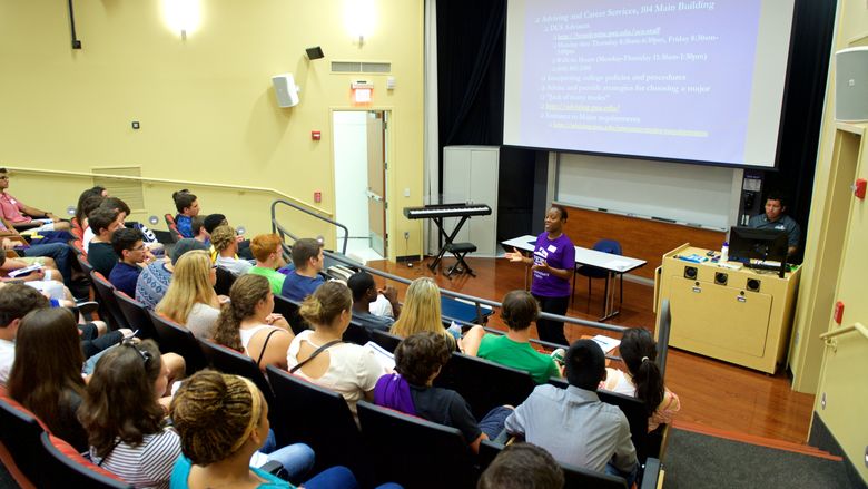 Students in auditorium 