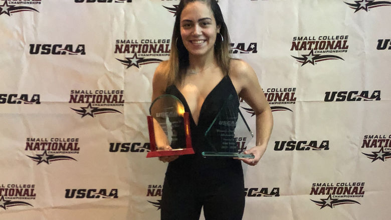 Nikki Velez of Penn State Brandywine at the USCAA awards banquet. 