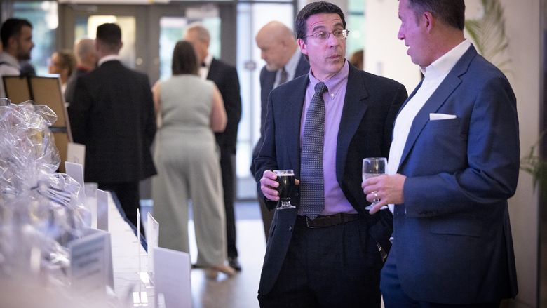 two men talking
