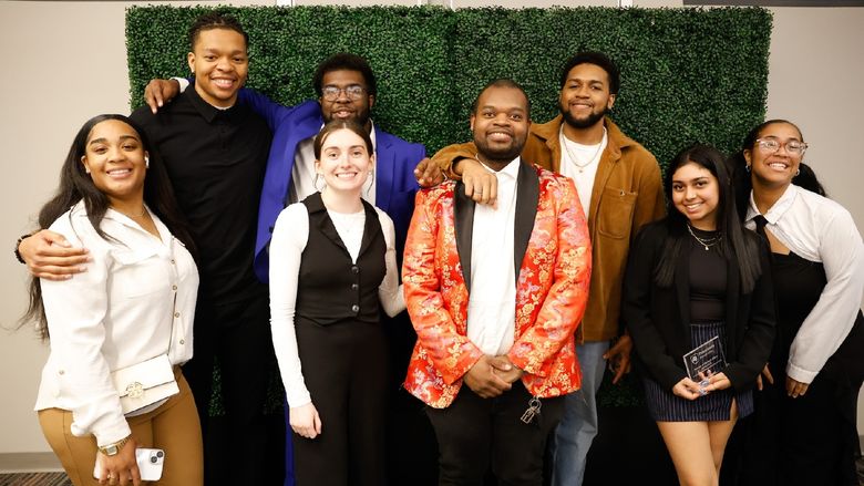 students posing for photo