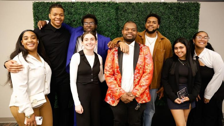 students posing for photo