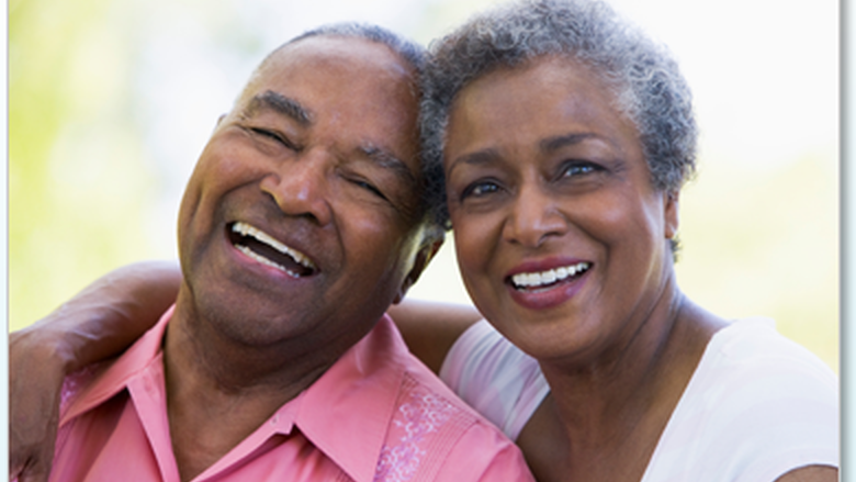 Older couple laughing together