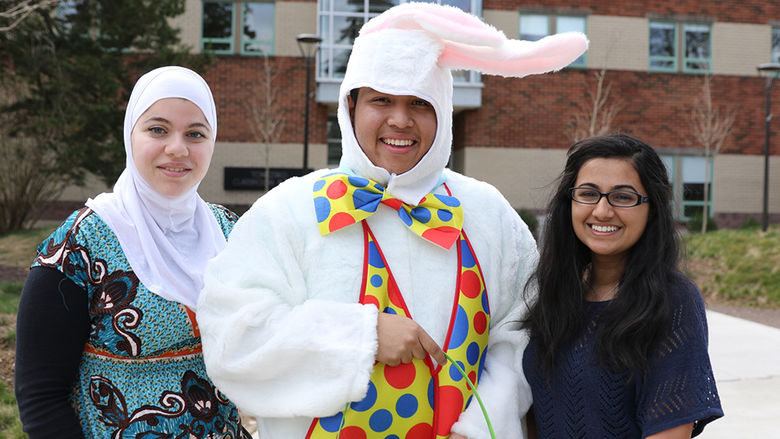 In March, the Easter Bunny arrived for egg decorating on campus.
