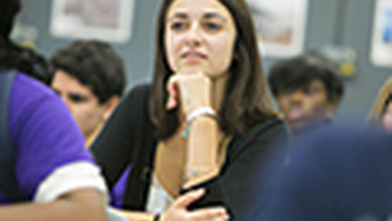 female student in class