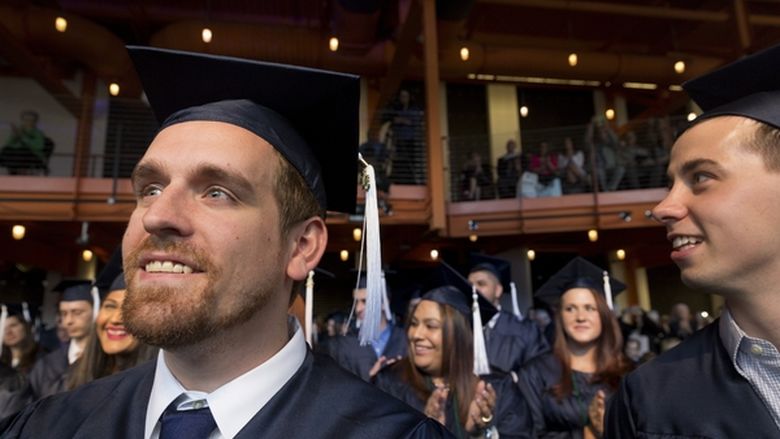 A group of students during commencement