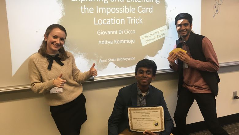 Samantha Pezzimenti, Aditya Kommoju and Dhanush Rajesh of Penn State Brandywine