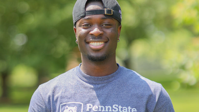 Man wearing hat and shirt that reads Penn State Brandywine