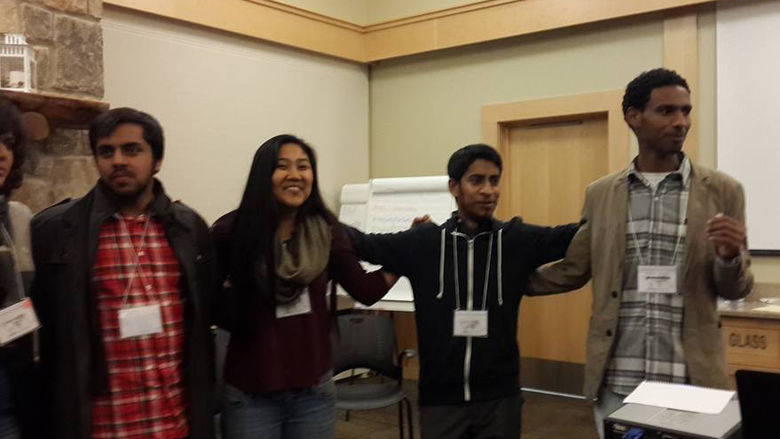 5 students at conference
