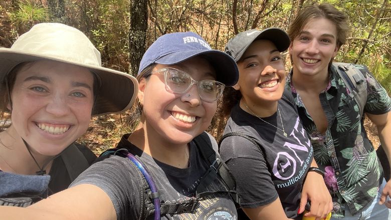 students hiking